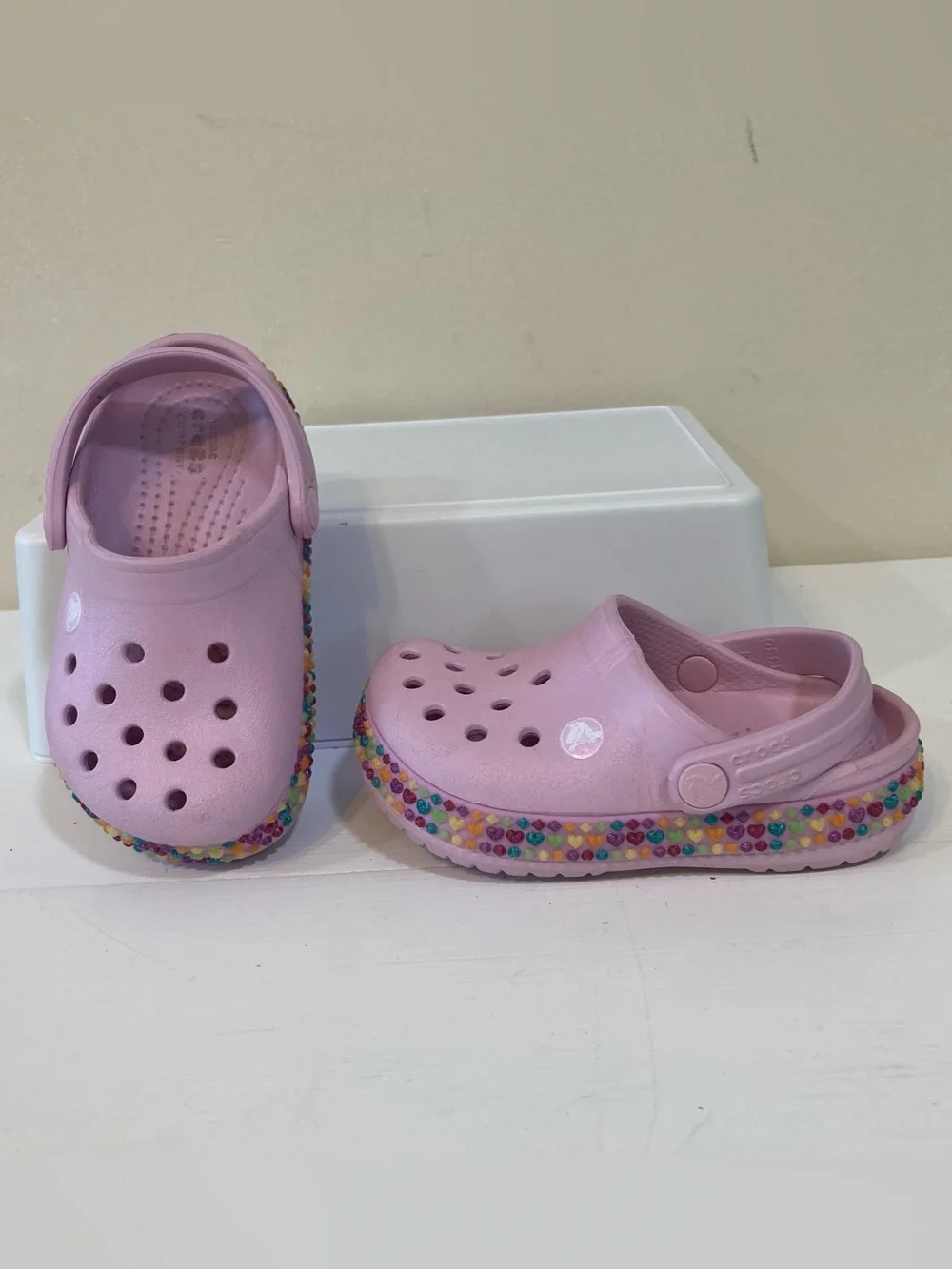 Crocs Kids Crocband Gem Band Clog Sz C7 Girls Ballerina Pink Shoes